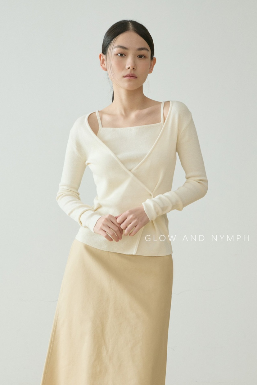 GLOW AND NYMPH韓國代購女裝新款人氣針織衫羊毛衫雙層開襟GLOW AND NYMPH針織衫