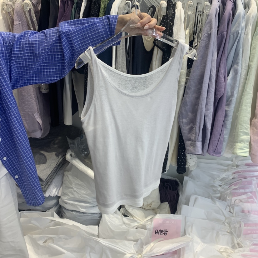 RIVEROOM韓國直郵實拍女士新品熱賣26春夏吊帶背心假兩件亞麻RIVEROOM吊帶/背心