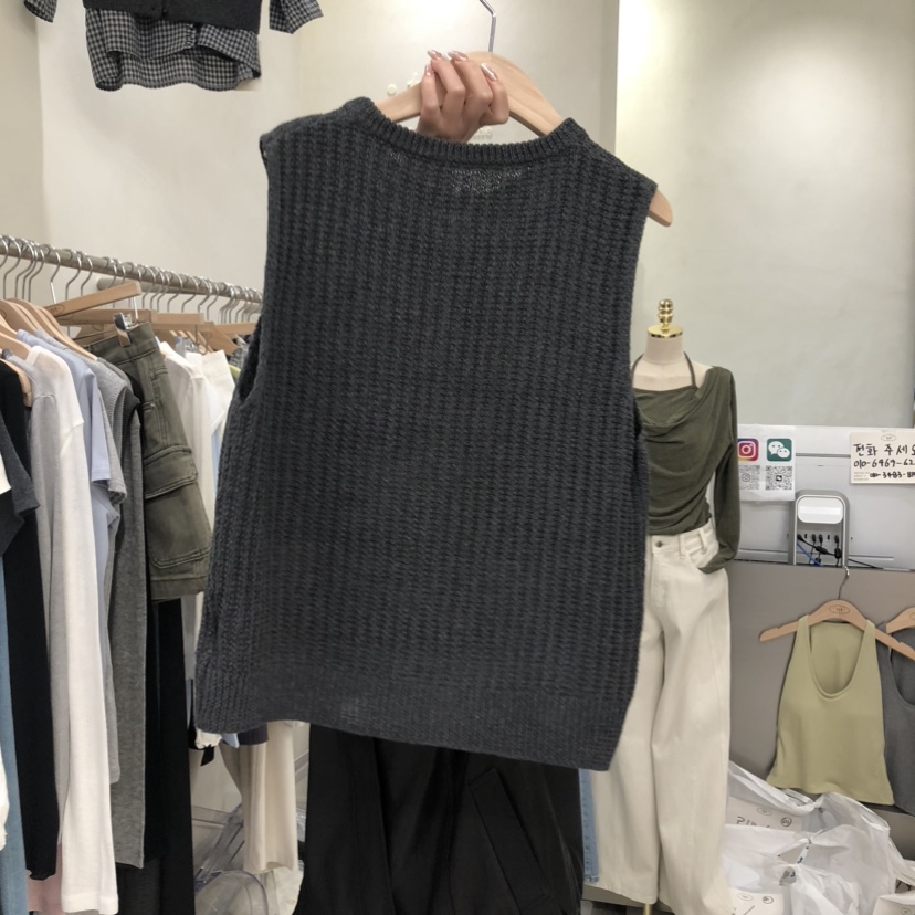 TAKE YOUE TIME韓國東大門代購女士新品人氣馬甲拉鏈羅紋TAKE YOUE TIME馬甲