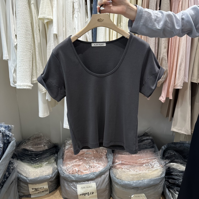 aube nunt韓國直郵實拍女裝新品26春夏時尚推薦人氣職業T恤aube nuntT恤圖色2