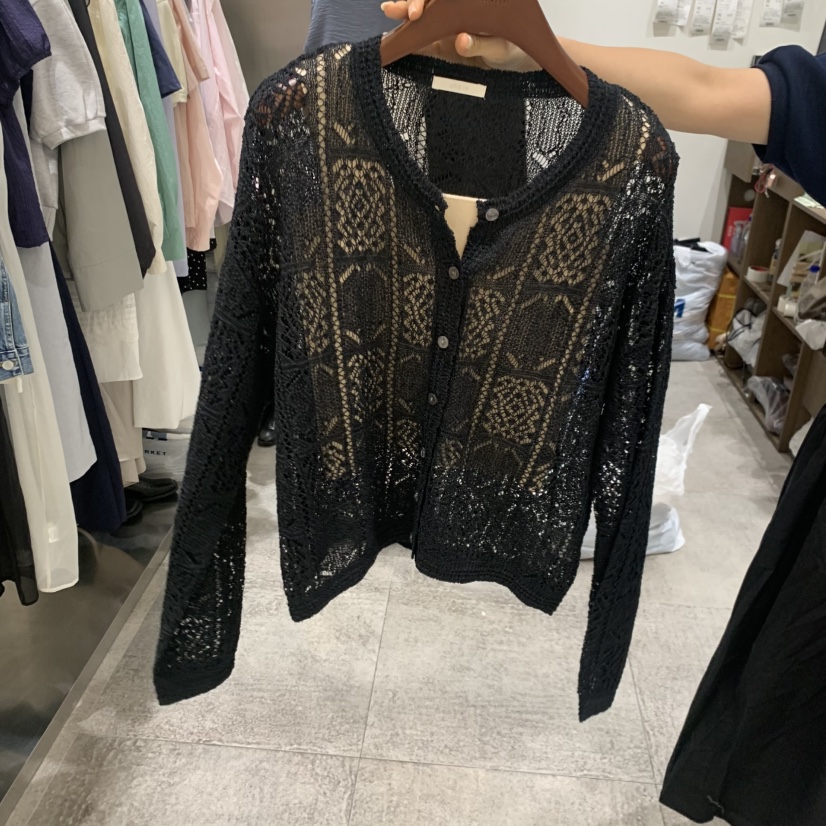 CHAE韓國直郵女士新款推薦休閑26春夏針織衫不含內搭刺繡亞麻CHAE針織衫圖色2