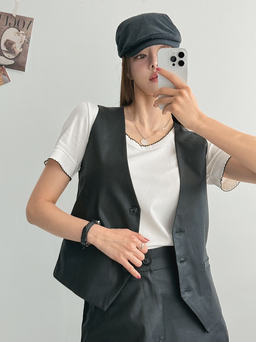 IAAN韓國代購女裝新款時尚熱賣推薦職業人氣26春夏馬甲涂層iaAn馬甲圖色1