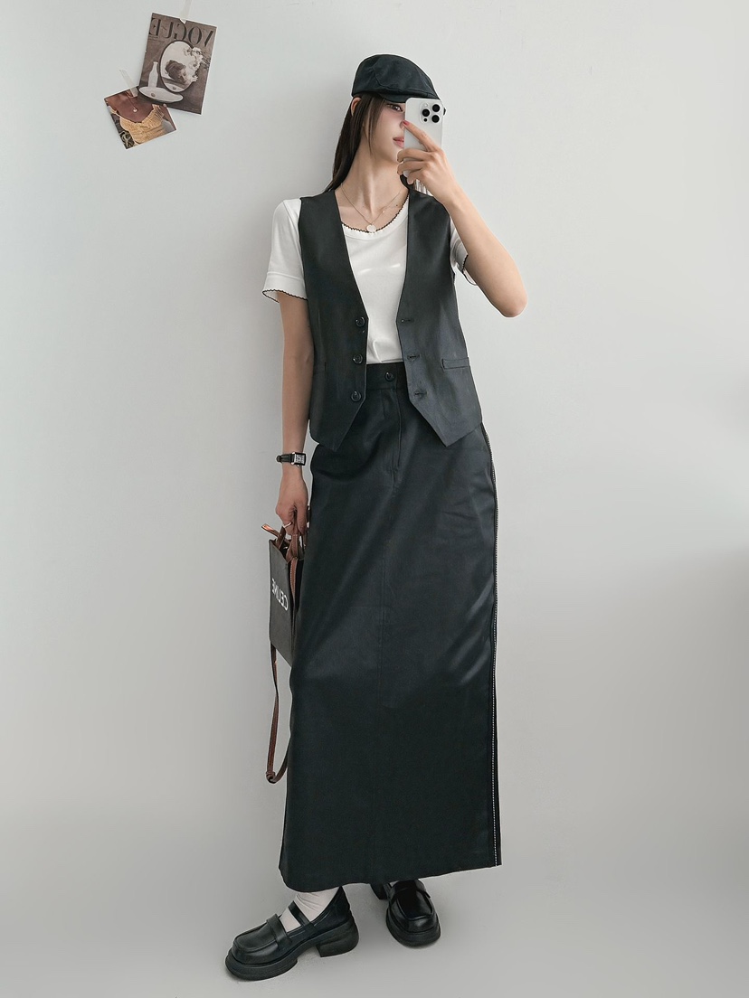 IAAN韓國代購女士新款人氣時尚推薦休閑26春夏職業長裙涂層iaAn長裙