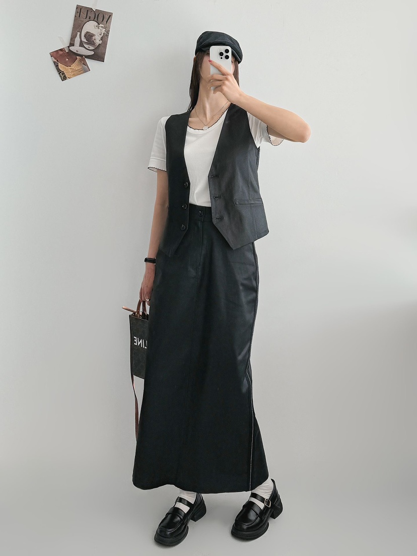 IAAN韓國代購女士新款人氣時尚推薦休閑26春夏職業長裙涂層iaAn長裙