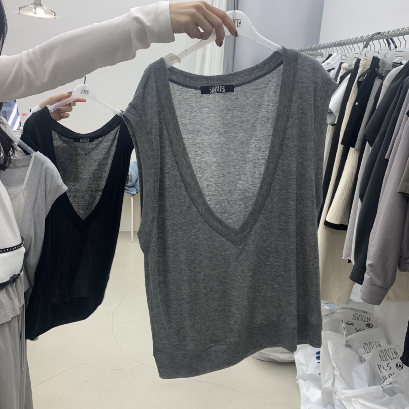 STAINLESS韓國直郵女士新品人氣時尚推薦馬甲不含內搭V領STAINLESS馬甲圖色2