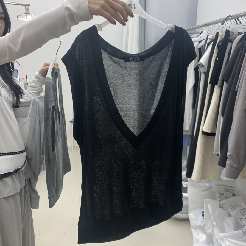 STAINLESS韓國直郵女士新品人氣時尚推薦馬甲不含內搭V領STAINLESS馬甲圖色3