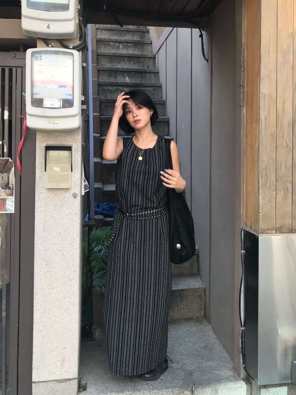 9nine韓國東大門代購女裝新款時尚人氣休閑連衣裙不含腰帶9nine連衣裙圖色3