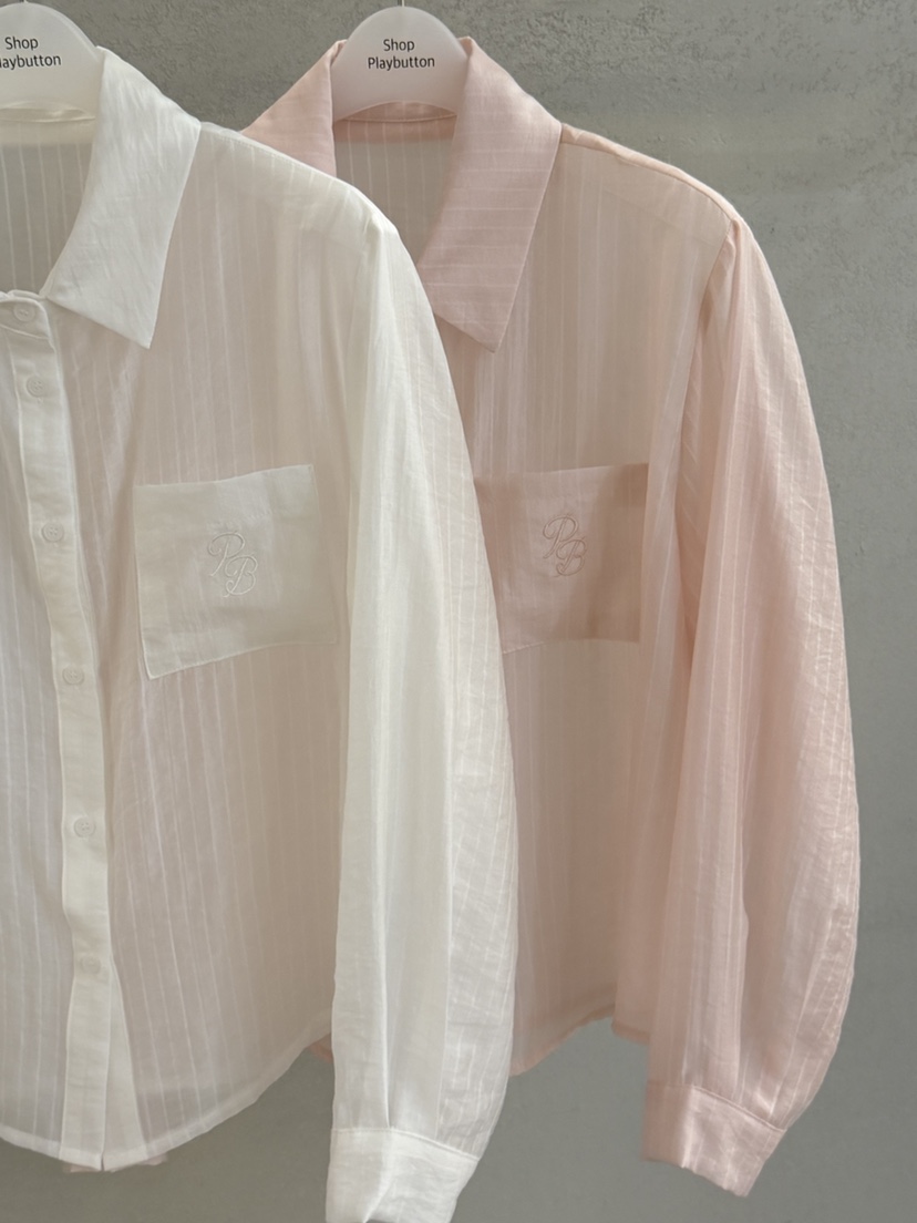 PLAYBUTTON-P韓國東大門直郵女裝新款26春夏熱賣襯衫蕾絲衫PLAYBUTTON襯衫/蕾絲衫