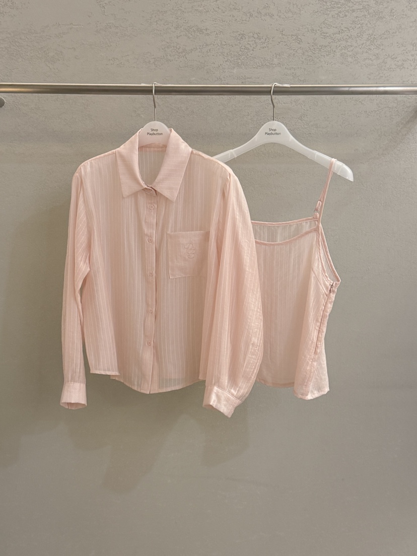 PLAYBUTTON-P韓國東大門直郵女裝新款26春夏熱賣襯衫蕾絲衫PLAYBUTTON襯衫/蕾絲衫圖色1