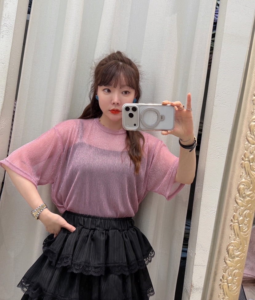 LOVABLE韓國直郵女士新品推薦26春夏休閑時尚職業T恤透明LOVABLET恤