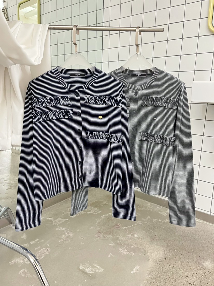 J CRANE-A韓國東大門直郵女裝新款職業長袖T恤開衫條紋J CRANE長袖T恤