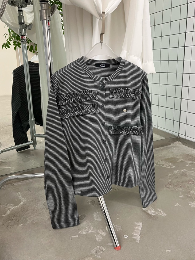 J CRANE-A韓國東大門直郵女裝新款職業長袖T恤開衫條紋J CRANE長袖T恤圖色2