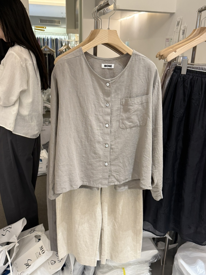 MONE-A韓國直郵女士新品26春夏職業時尚休閑襯衫蕾絲衫亞麻MONE-A襯衫/蕾絲衫圖色4