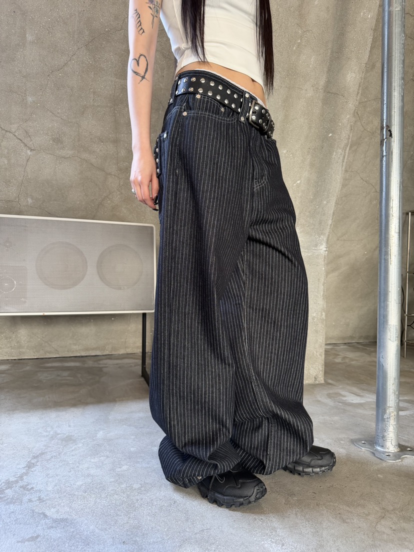 SEEOT韓國東大門直郵女裝新款推薦時尚休閑褲不含腰帶條紋SEEOT休閑褲