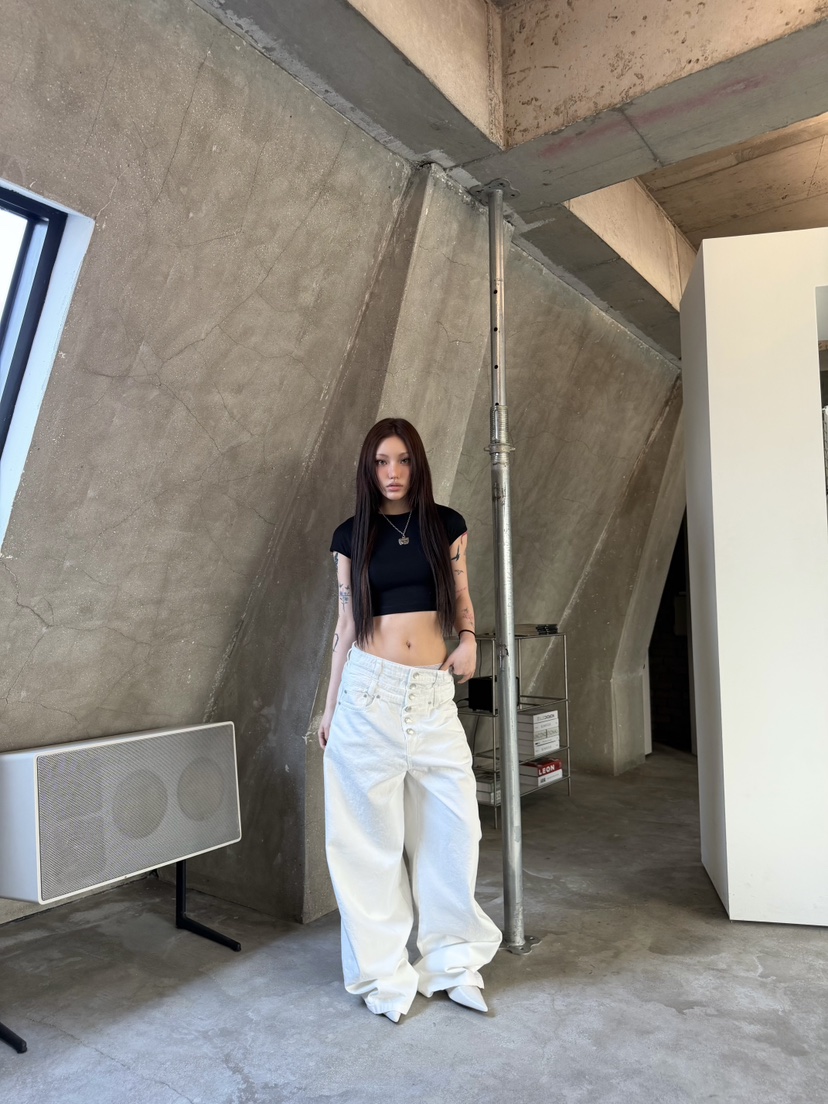 SEEOT韓國直郵實拍女士新品職業人氣推薦時尚26春夏牛仔褲疊穿SEEOT牛仔褲