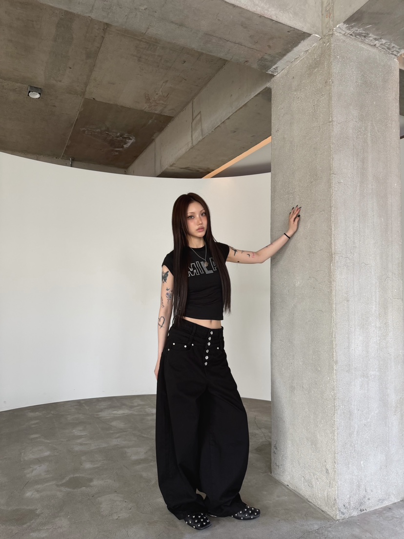 SEEOT韓國直郵實拍女士新品職業人氣推薦時尚26春夏牛仔褲疊穿SEEOT牛仔褲