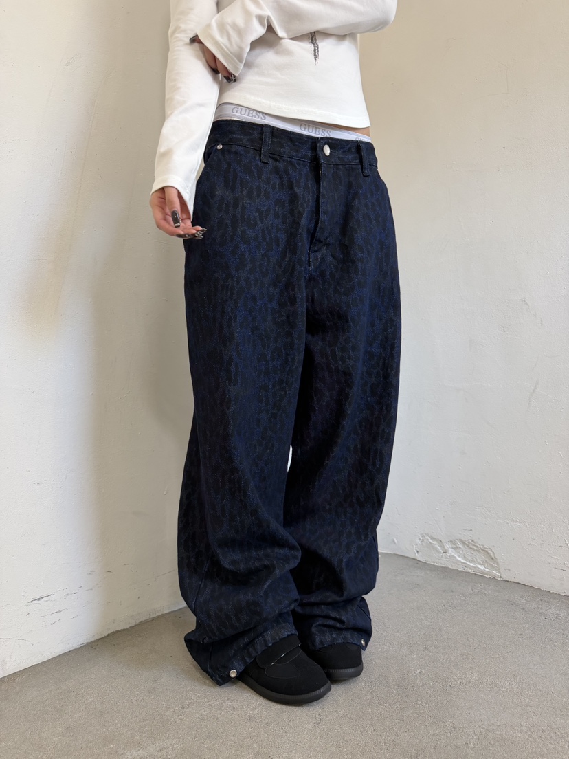 SEEOT韓國東大門直郵女裝新款職業人氣推薦時尚牛仔褲豹紋SEEOT牛仔褲圖色1