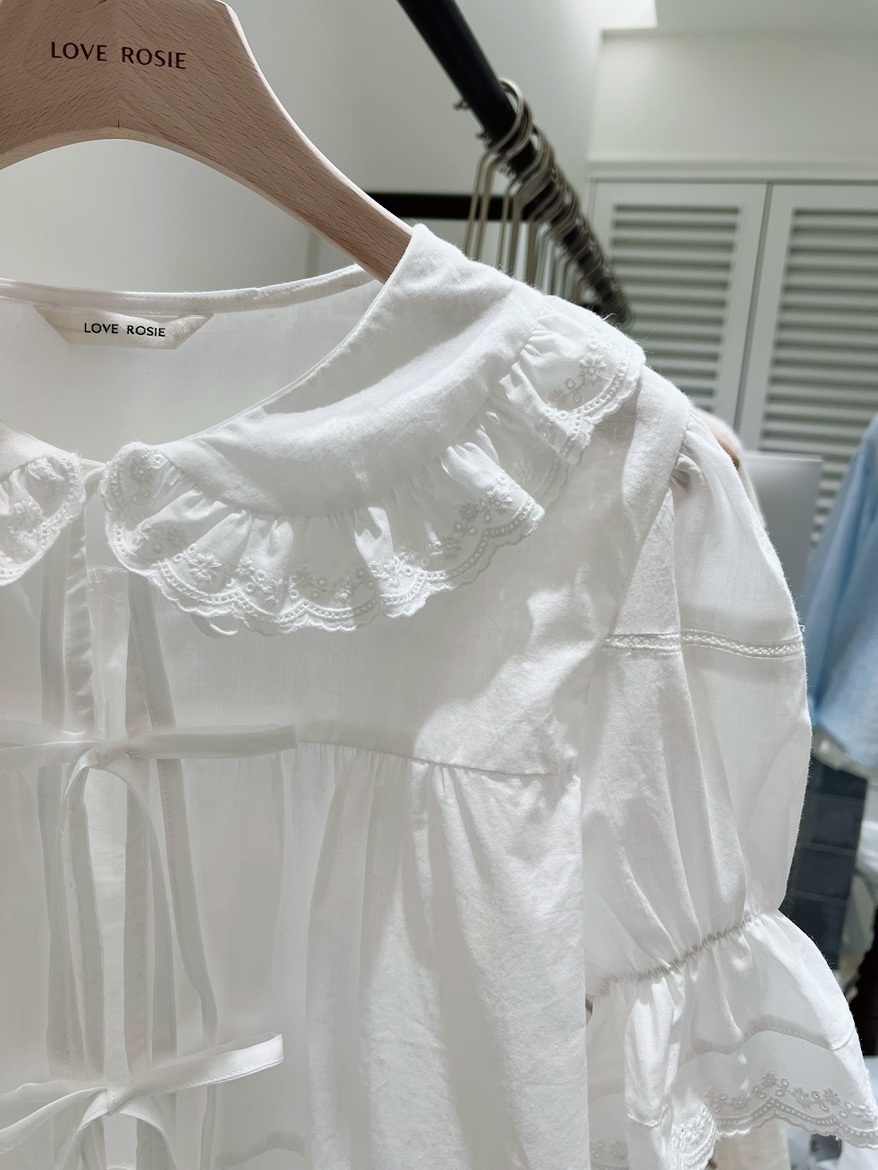 LOVE ROSIE韓國直郵女士新款26春夏襯衫蕾絲衫泡泡袖蕾絲LOVE ROSIE襯衫/蕾絲衫