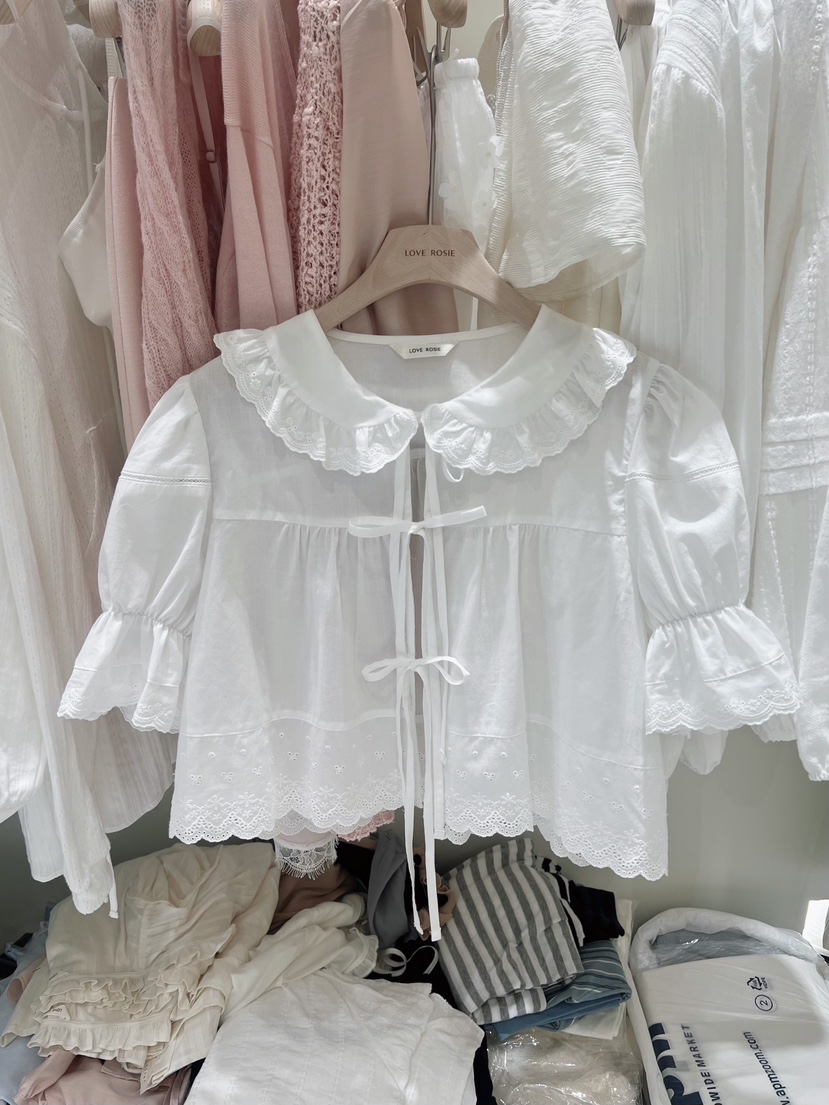 LOVE ROSIE韓國直郵女士新款26春夏襯衫蕾絲衫泡泡袖蕾絲LOVE ROSIE襯衫/蕾絲衫圖色1