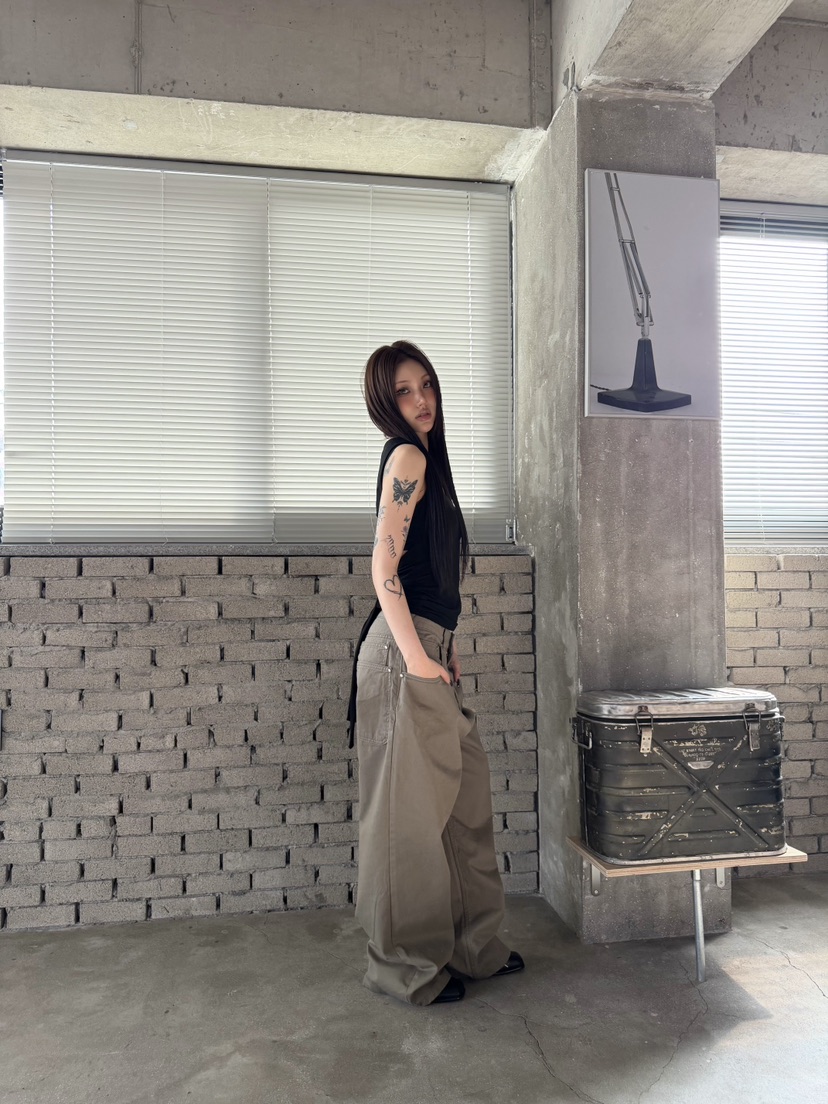 SEEOT韓國直郵女士新款時尚熱賣休閑褲男女同款水洗棉口袋SEEOT休閑褲