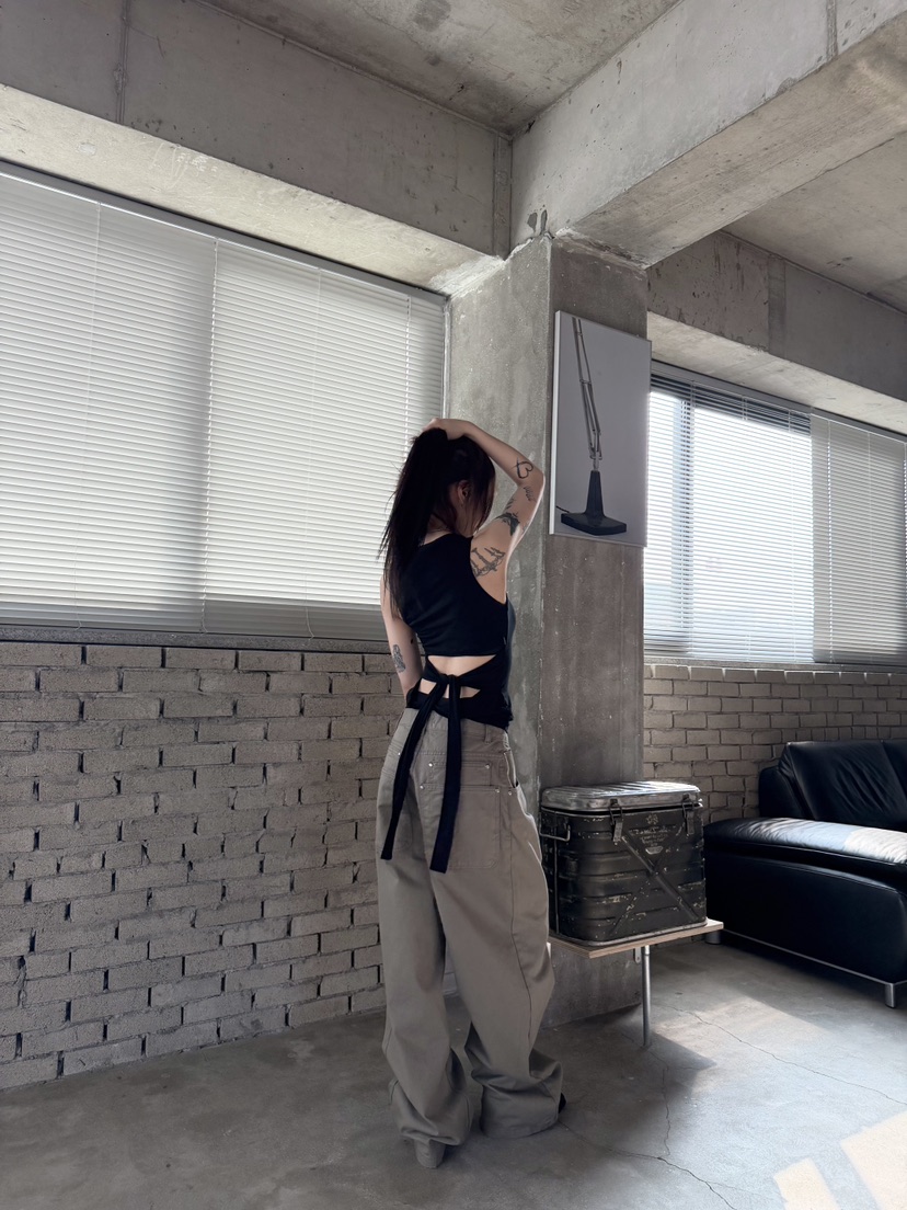 SEEOT韓國直郵女士新款時尚熱賣休閑褲男女同款水洗棉口袋SEEOT休閑褲