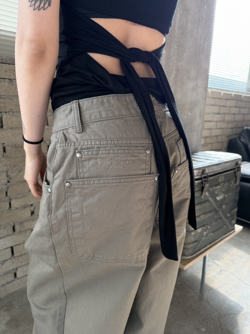 SEEOT韓國直郵女士新款時尚熱賣休閑褲男女同款水洗棉口袋SEEOT休閑褲