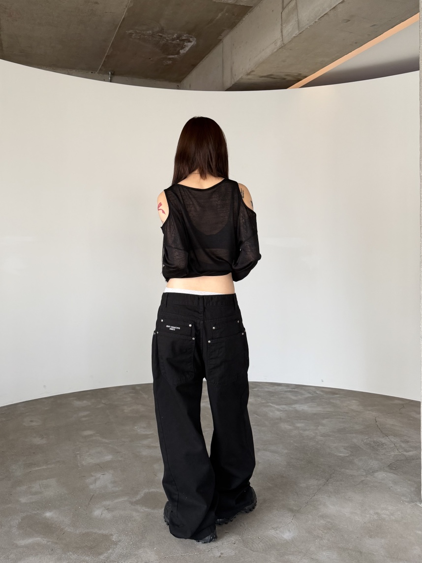 SEEOT韓國直郵女士新款時尚熱賣休閑褲男女同款水洗棉口袋SEEOT休閑褲