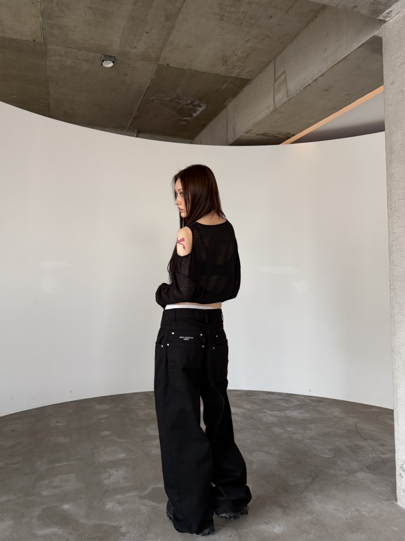 SEEOT韓國直郵女士新款時尚熱賣休閑褲男女同款水洗棉口袋SEEOT休閑褲