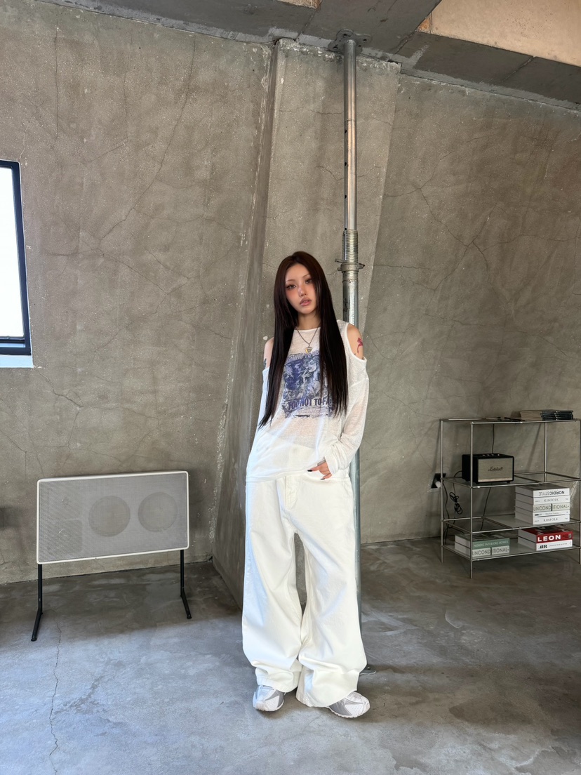 SEEOT韓國直郵女士新款時尚熱賣休閑褲男女同款水洗棉口袋SEEOT休閑褲