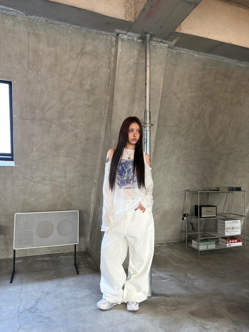 SEEOT韓國直郵女士新款時尚熱賣休閑褲男女同款水洗棉口袋SEEOT休閑褲