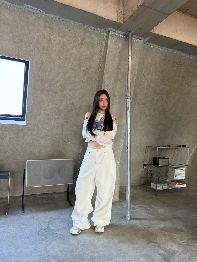 SEEOT韓國直郵女士新款時尚熱賣休閑褲男女同款水洗棉口袋SEEOT休閑褲