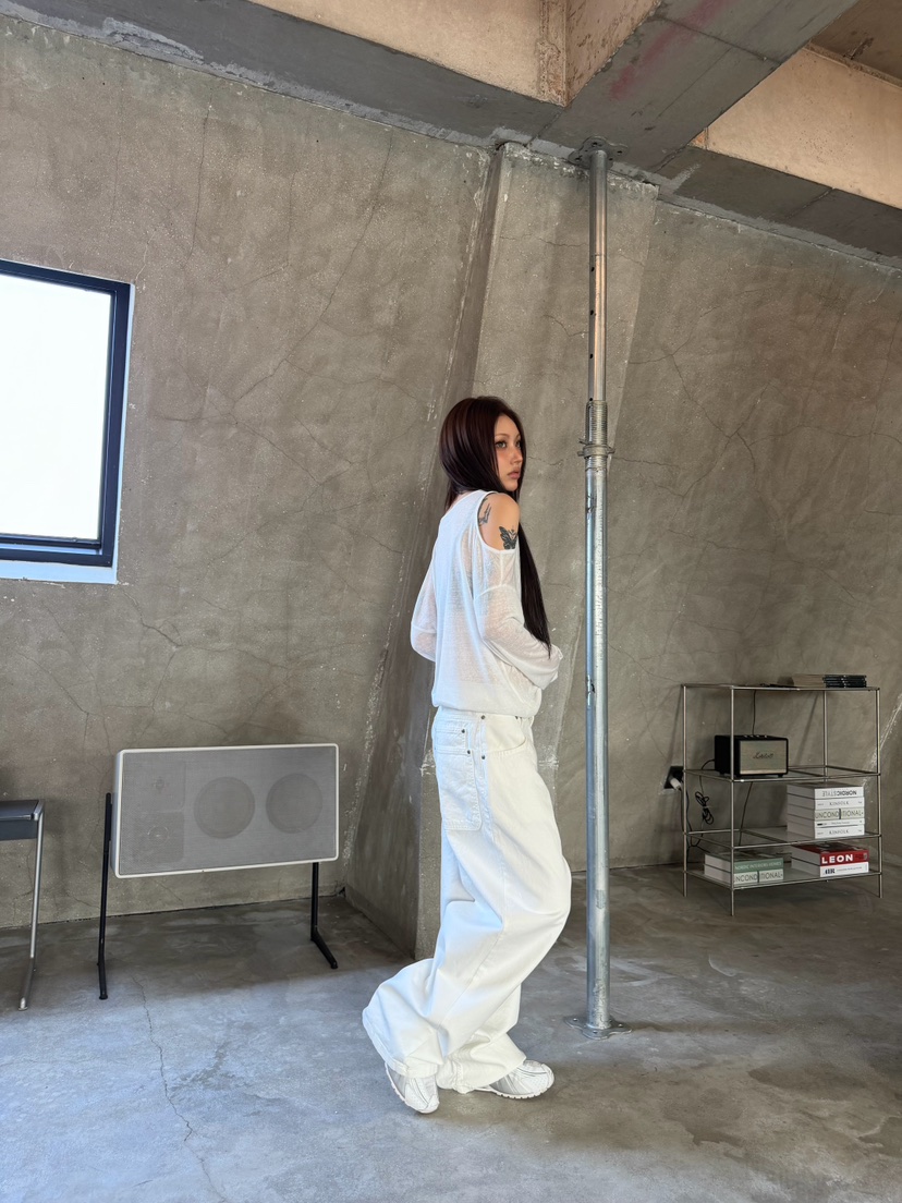 SEEOT韓國直郵女士新款時尚熱賣休閑褲男女同款水洗棉口袋SEEOT休閑褲