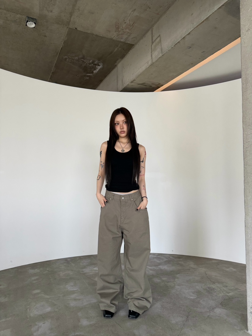 SEEOT韓國直郵女士新款時尚熱賣休閑褲男女同款水洗棉口袋SEEOT休閑褲圖色2