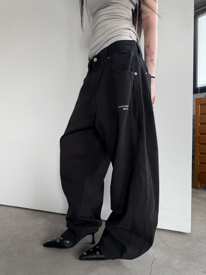SEEOT韓國直郵女士新款熱賣推薦時尚休閑休閑褲男女同款水洗SEEOT休閑褲