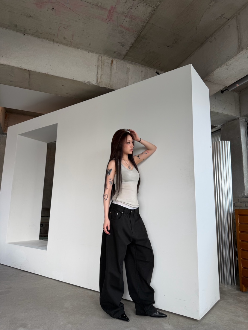 SEEOT韓國直郵女士新款熱賣推薦時尚休閑休閑褲男女同款水洗SEEOT休閑褲