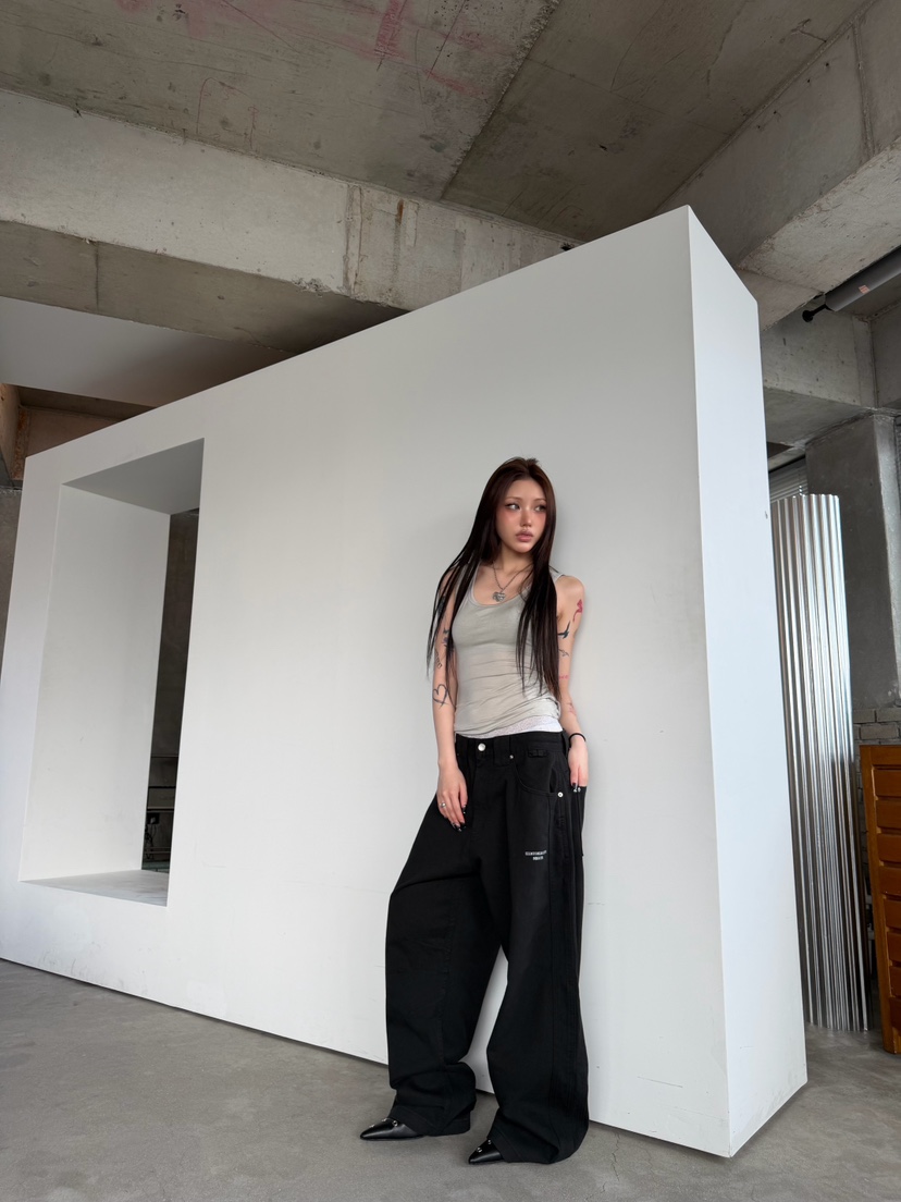 SEEOT韓國直郵女士新款熱賣推薦時尚休閑休閑褲男女同款水洗SEEOT休閑褲