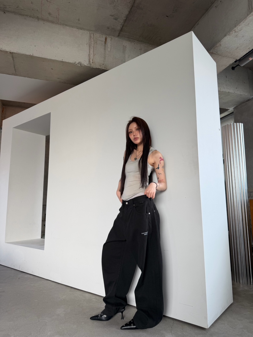 SEEOT韓國直郵女士新款熱賣推薦時尚休閑休閑褲男女同款水洗SEEOT休閑褲