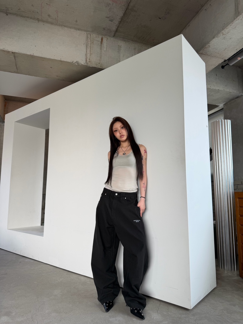 SEEOT韓國直郵女士新款熱賣推薦時尚休閑休閑褲男女同款水洗SEEOT休閑褲