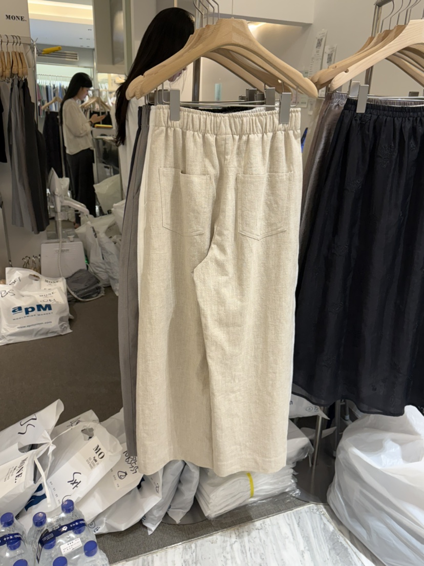 MONE-A韓國直郵女裝新款休閑推薦職業26春夏時尚休閑褲亞麻MONE-A休閑褲