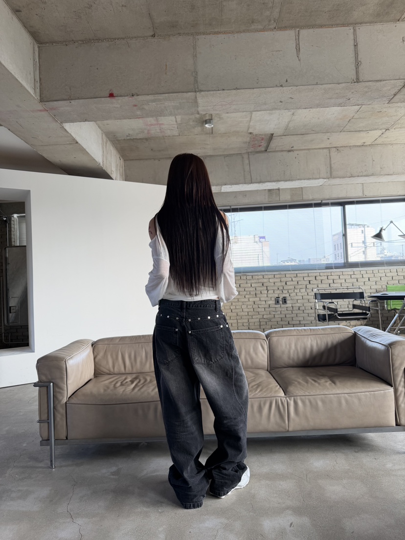 SEEOT韓國東大門直郵女裝新款26春夏牛仔褲不含腰帶男女同款拉絨SEEOT牛仔褲