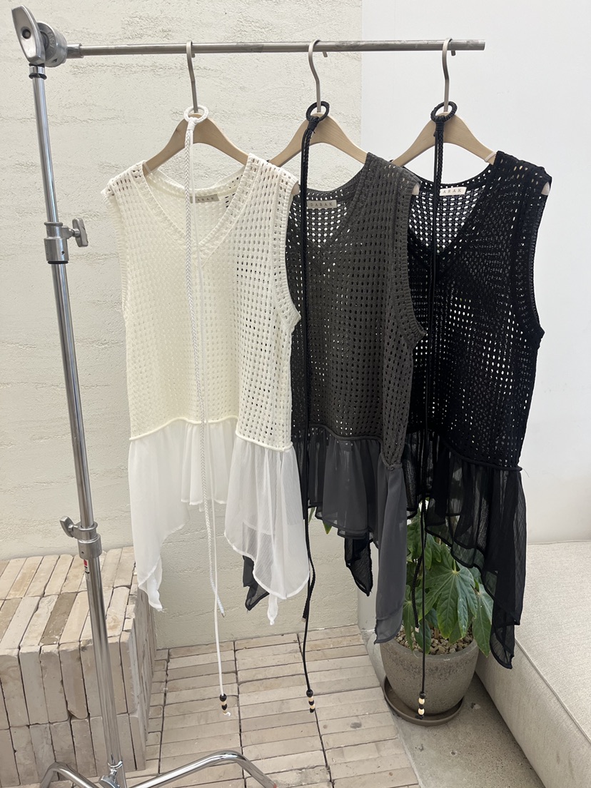 DARAK韓國直郵女士新款休閑人氣職業連衣裙含腰繩雪紡撞色DARAK連衣裙