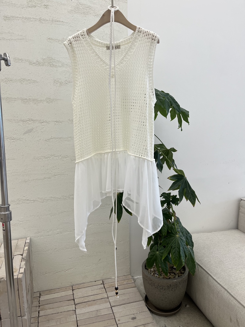 DARAK韓國直郵女士新款休閑人氣職業連衣裙含腰繩雪紡撞色DARAK連衣裙圖色1