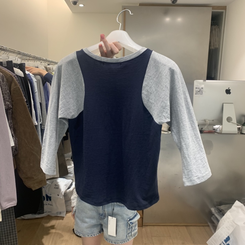 MEET ME韓國直郵實拍女士新款26春夏熱賣職業時尚T恤假兩件MEET MET恤