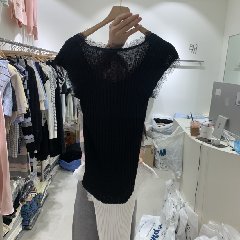 BY BOMI韓國東大門代購女士新品休閑職業推薦時尚T恤蕾絲BY BOMIT恤