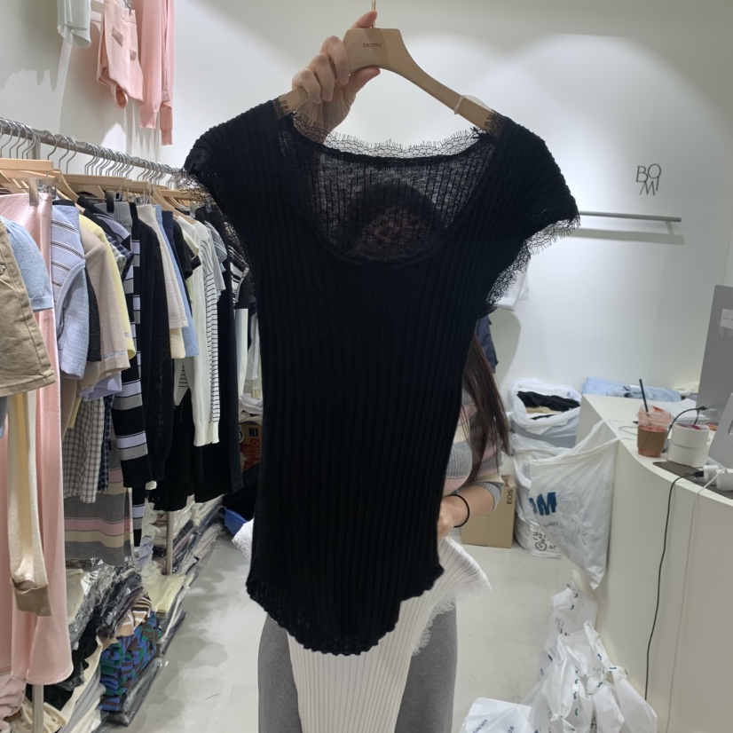 BY BOMI韓國東大門代購女士新品休閑職業推薦時尚T恤蕾絲BY BOMIT恤圖色2