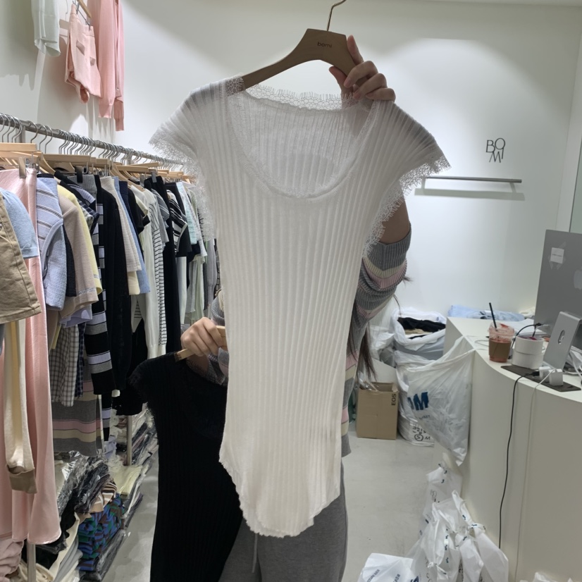 BY BOMI韓國東大門代購女士新品休閑職業推薦時尚T恤蕾絲BY BOMIT恤圖色3