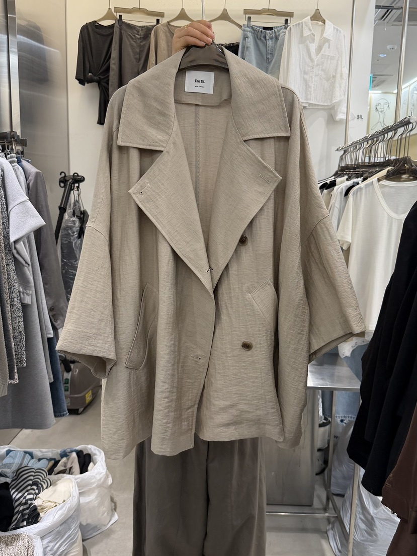 THE SIL韓國東大門代購女裝新款26春夏時尚長款風衣亞麻THE SIL/1 2ILLY長款風衣圖色1