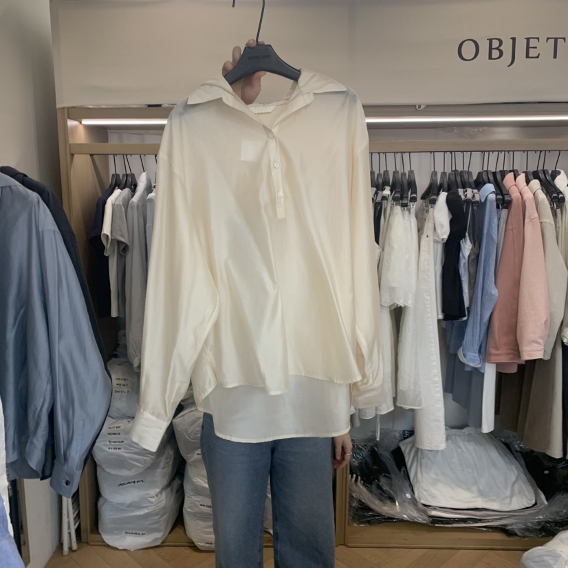 OBJET/LOVEUSU韓國代購女裝新款時尚熱賣襯衫蕾絲衫連帽衫OBJET/LOVEUSU襯衫/蕾絲衫圖色1