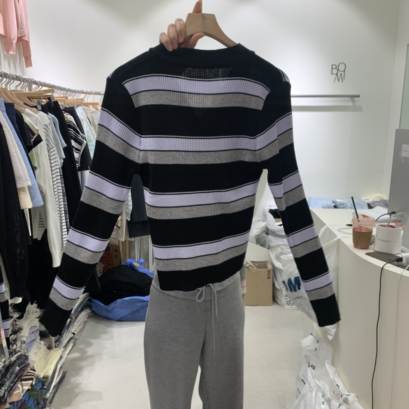 BY BOMI韓國直郵女士新品時尚職業熱賣推薦針織衫開衫羅紋BY BOMI針織衫