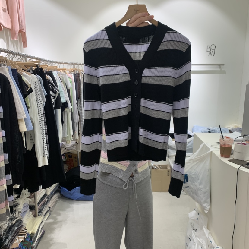 BY BOMI韓國直郵女士新品時尚職業熱賣推薦針織衫開衫羅紋BY BOMI針織衫圖色2